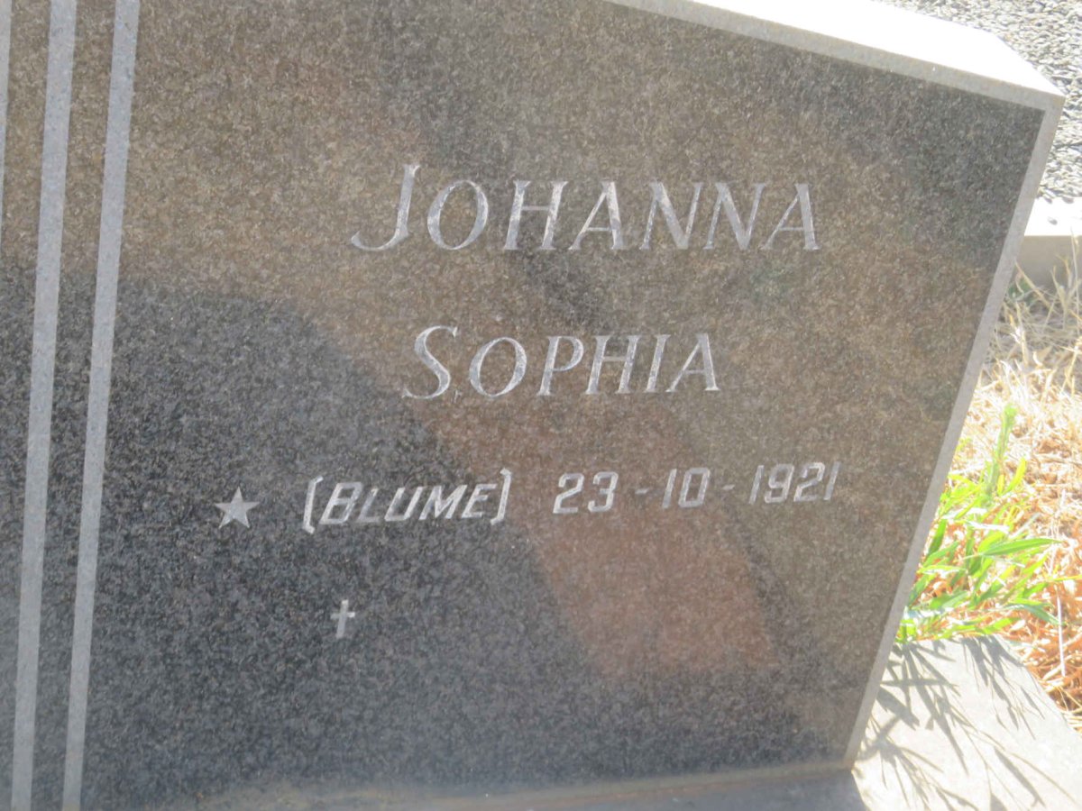 MALAN John Robert Ortel 1919-1978 &amp; Johanna Sophia BLUME 1921-