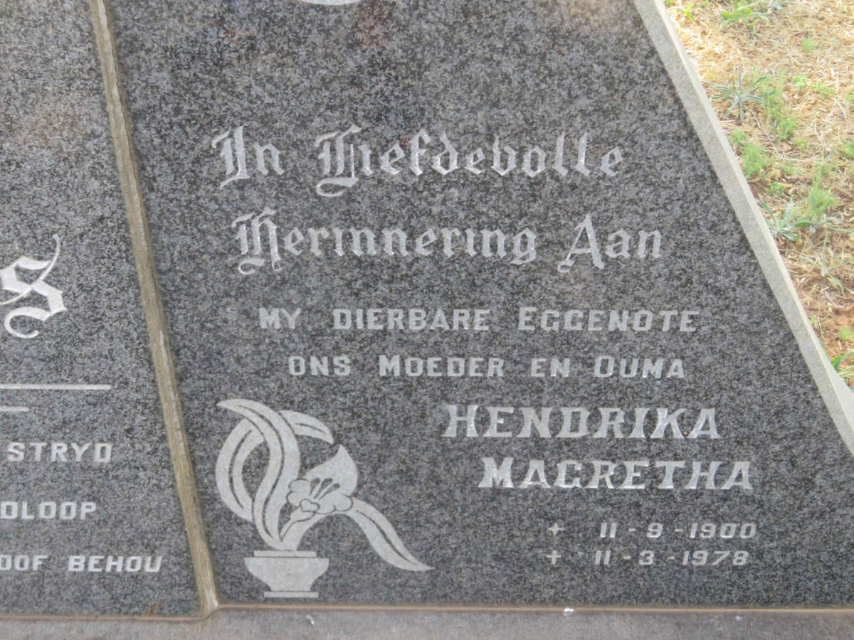 MEINTJES Jacobus Johannes 1890-1984 &amp; Hendrika Magretha 1900-1978