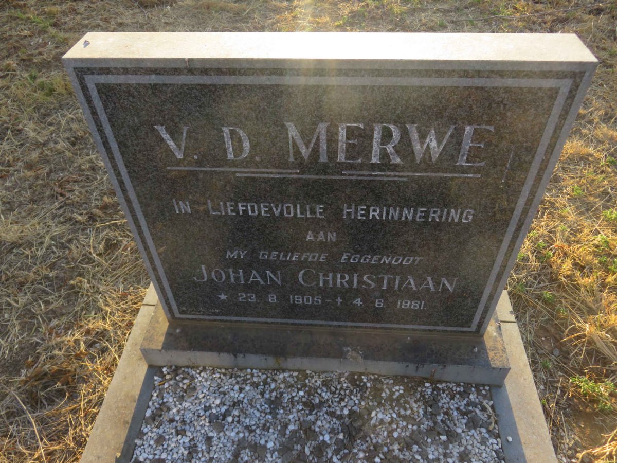 MERWE Johan Christiaan, v.d. 1905-1981