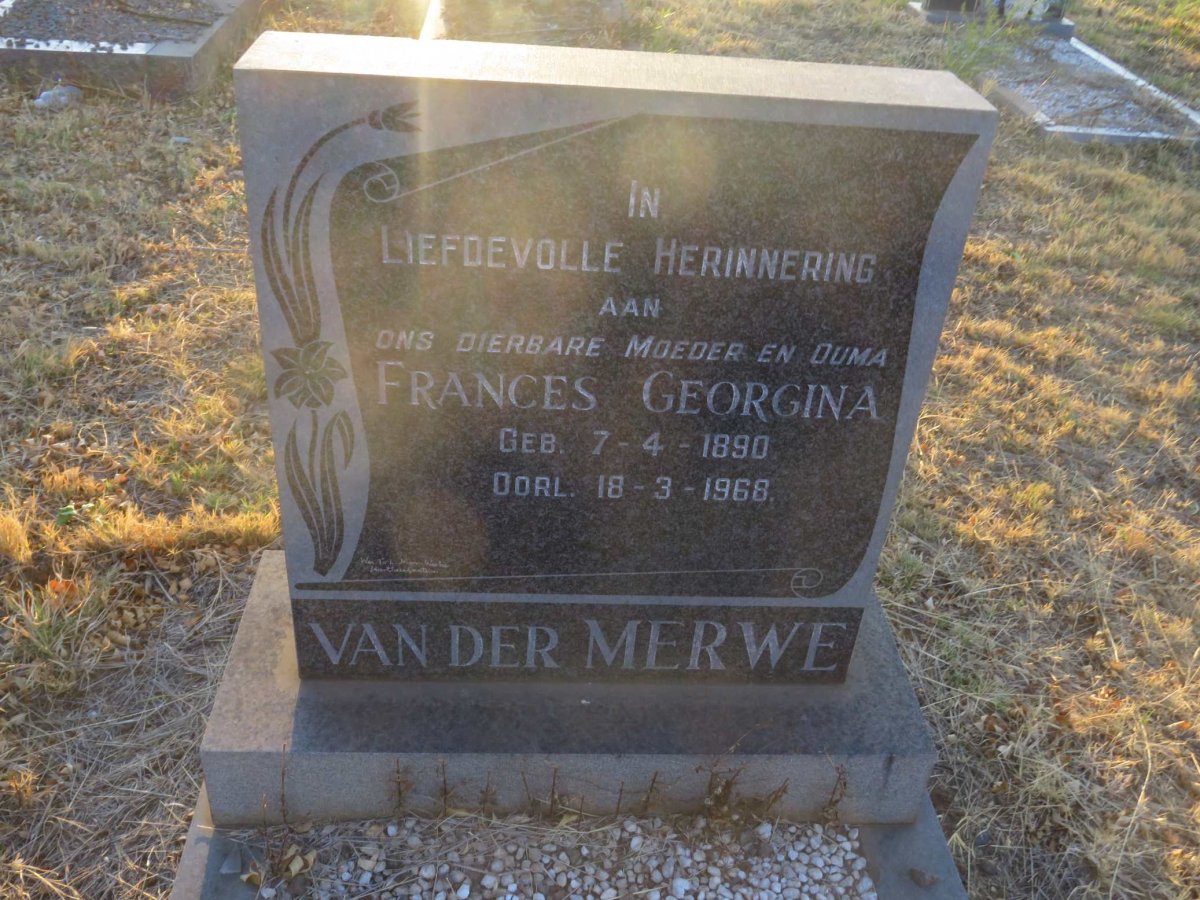 MERWE Frances Georgina, van der 1890-1968