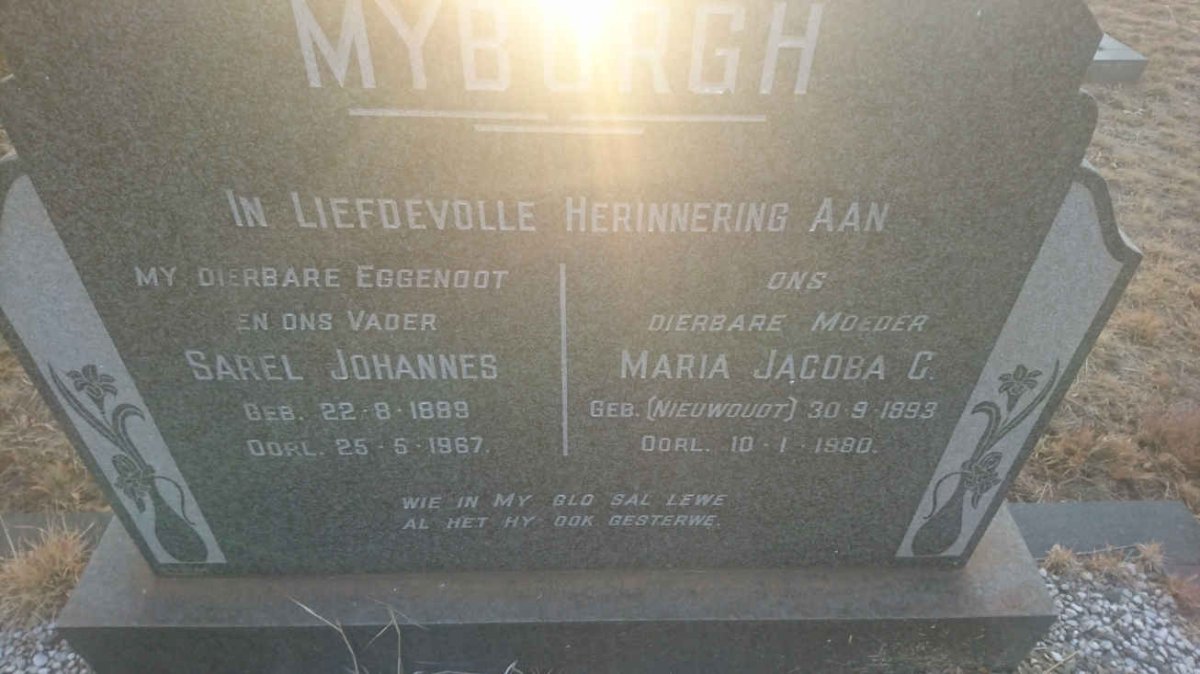 MYBURGH Sarel Johannes 1889-1967 &amp; Maria Jacoba C. NIEUWOUDT 1893-1980