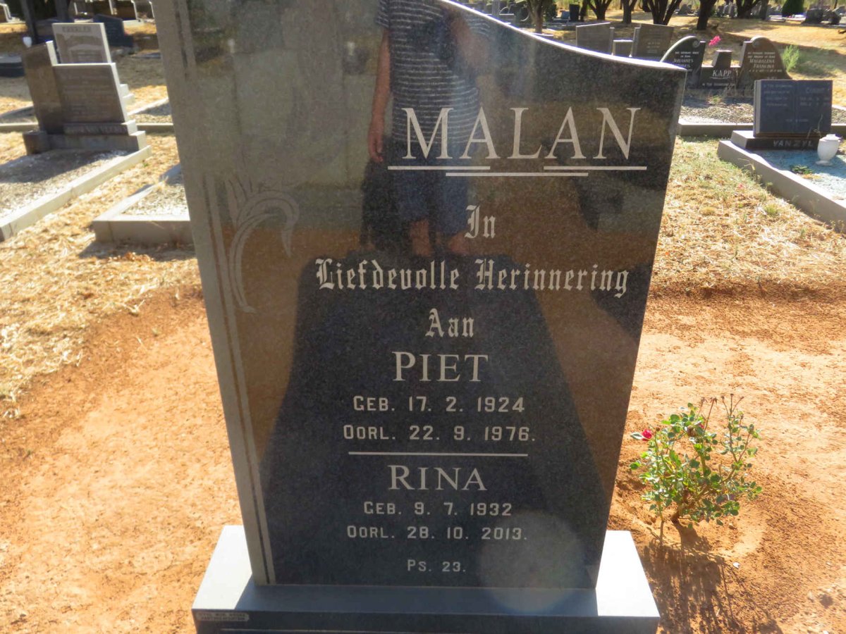 MALAN Piet 1924-1976 &amp; Rina 1932-2013