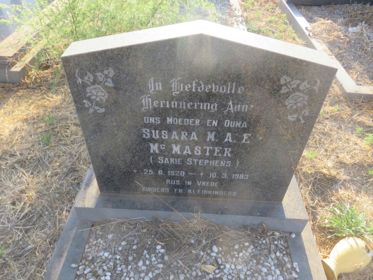 Mc MASTER Susara M.A.E. STEPHENS 1920-1983