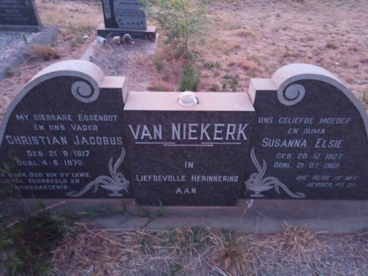 NIEKERK Christian Jacobus, van  1917-1970 &amp; Susanna Elsie 1927-1989