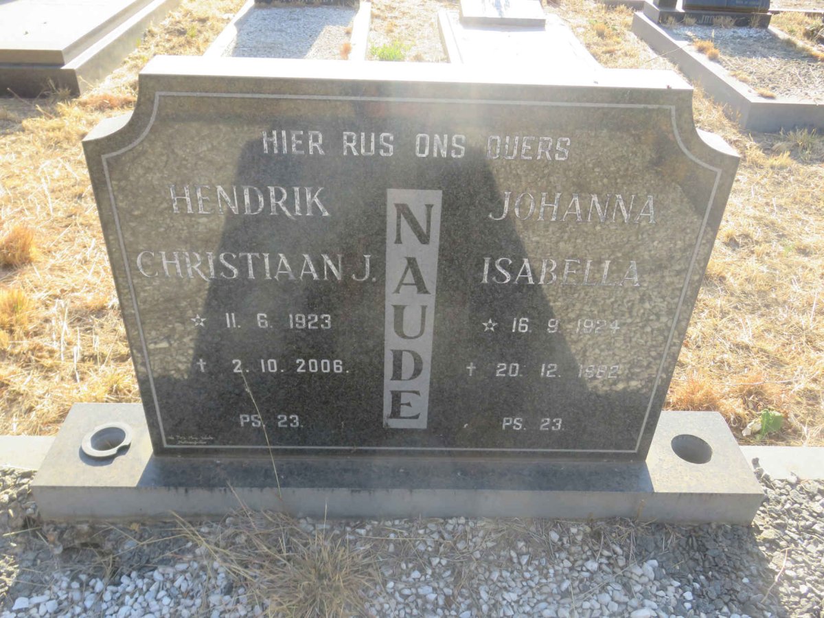 NAUDE Hendrik Christiaan J. 1923-2006 &amp; Johanna Isabella 1924-1982