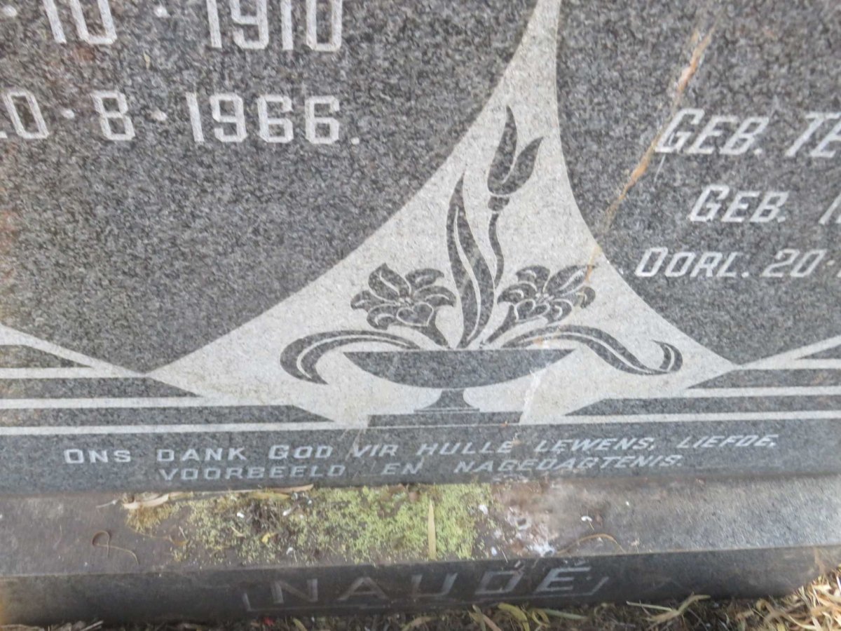 NAUDE Stephanus Petrus 1910-1966 &amp; Johanna Elizabeth Muriel TERREBLANCHE 1912-1966