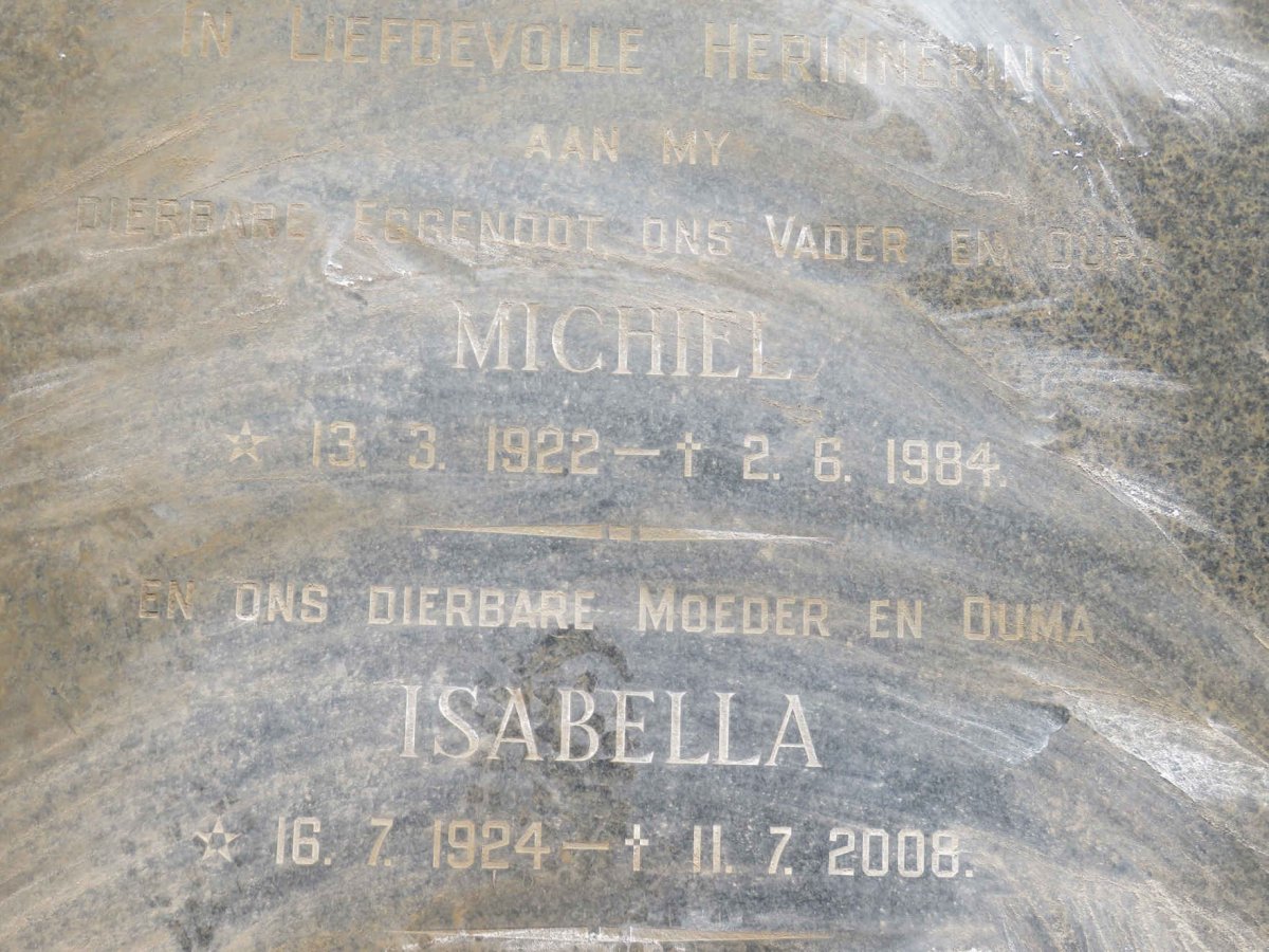 NIEKERK Michiel, van 1922-1984 &amp; Isabella 1924-2008