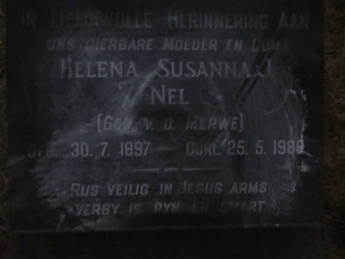 NEL Helena Susanna J. nee V.D. MERWE 1897-198?