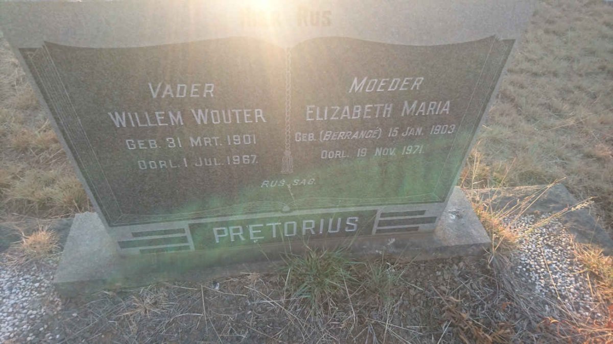PRETORIUS Willem Wouter 1901-1967 &amp; Elizabeth Maria BERRANGÉ 1903-1971