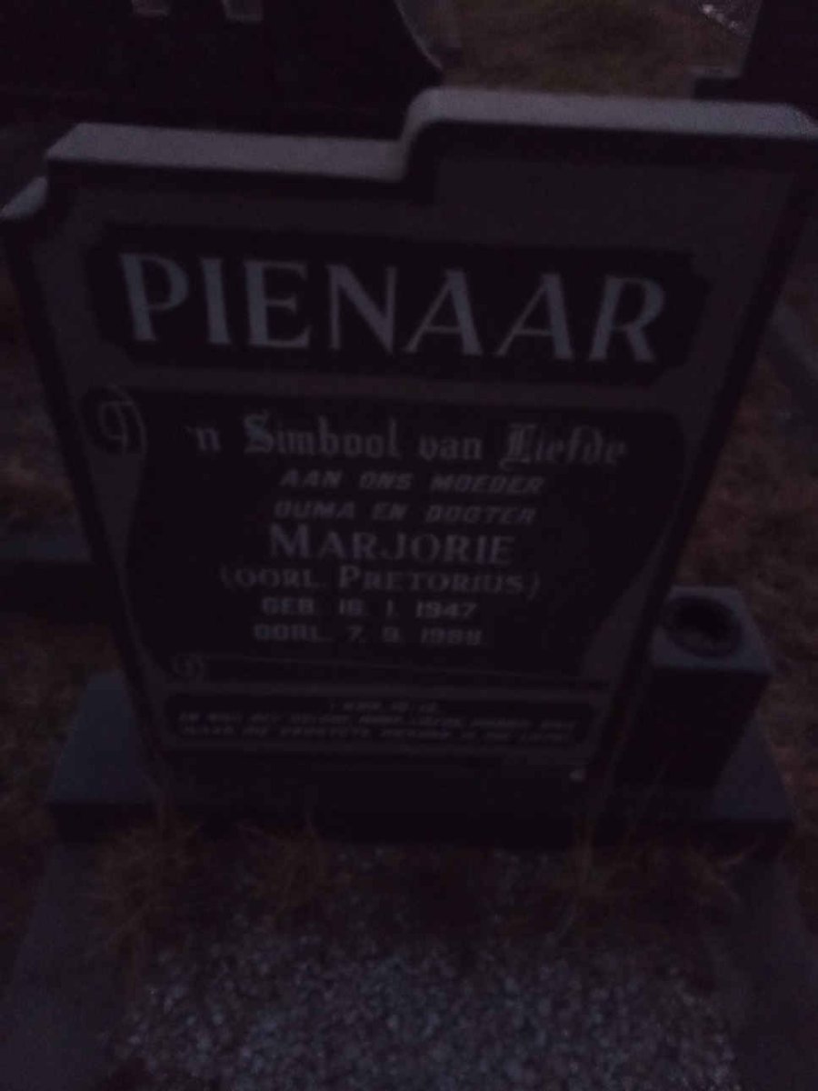 PIENAAR Marjorie oorlede PRETORIUS 1947-19??