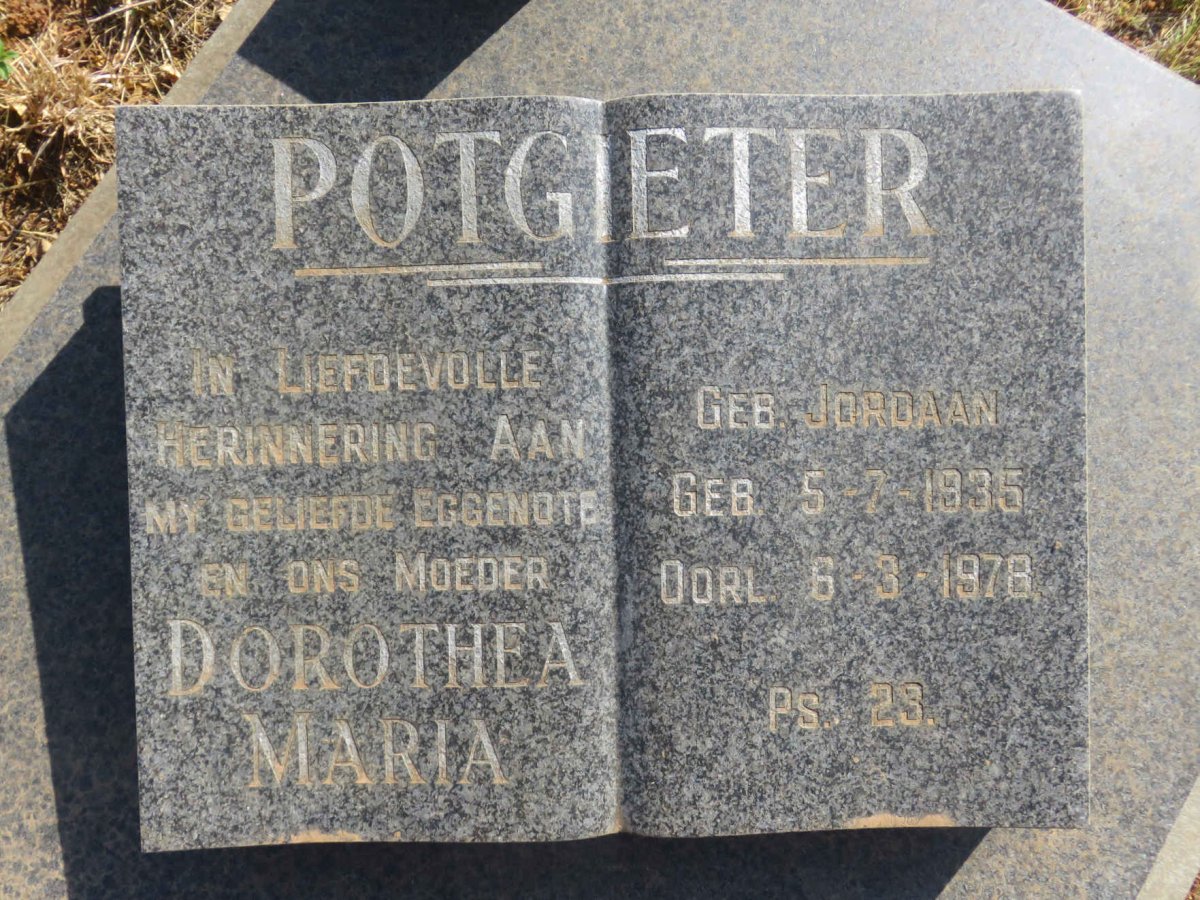 POTGIETER Dorothea Maria nee JORDAAN 1935-1978