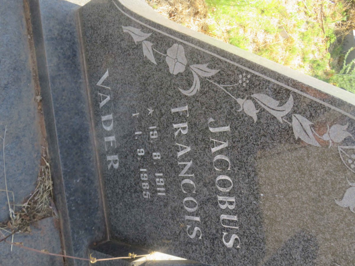 PIENAAR Jacobus Francois 1911-1985 &amp; Petronella Gertruida 1913-1991