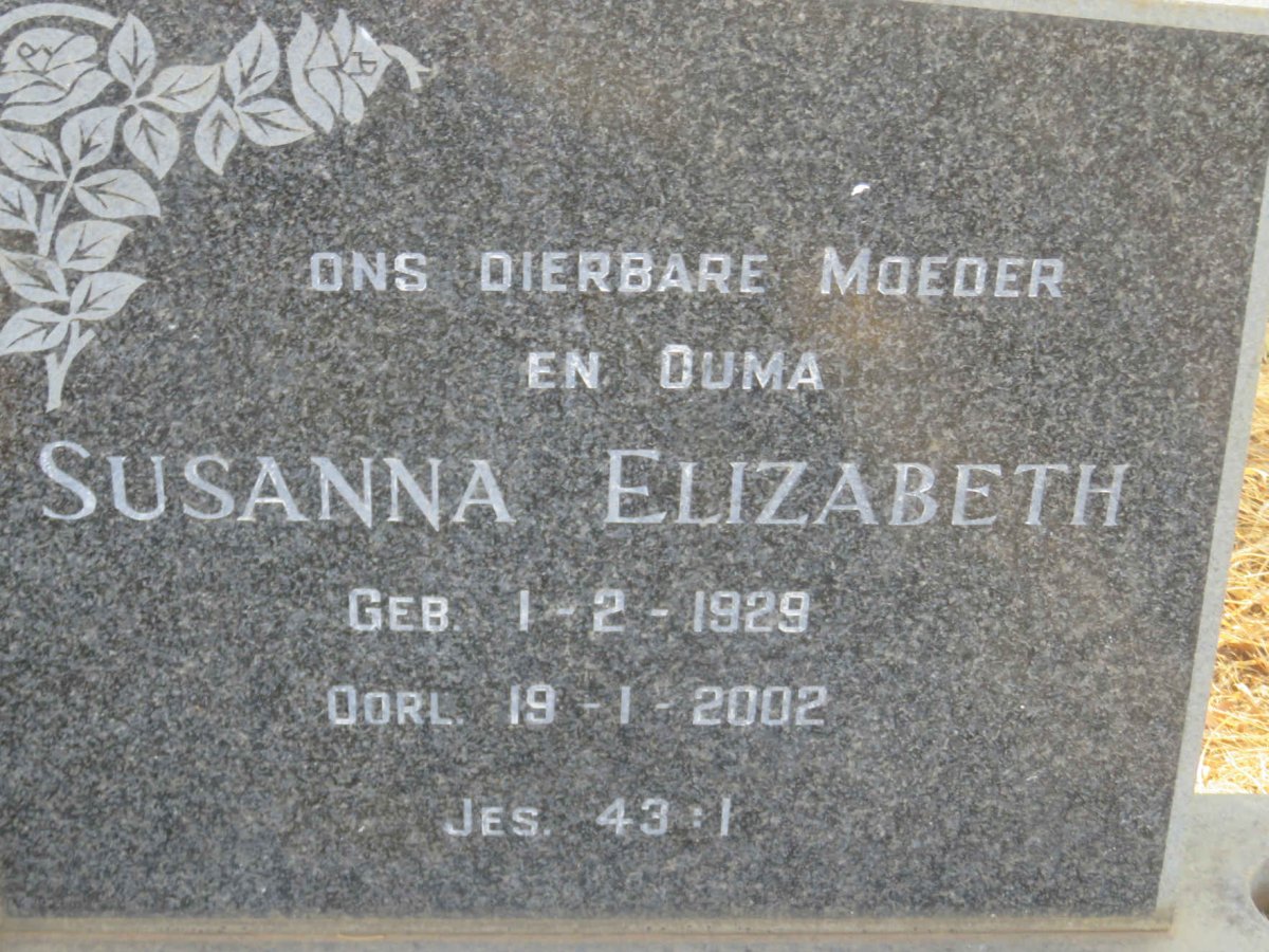 POTGIETER Smartryk Trichard 1919-1976 &amp; Susanna ELizabeth 1929-2002