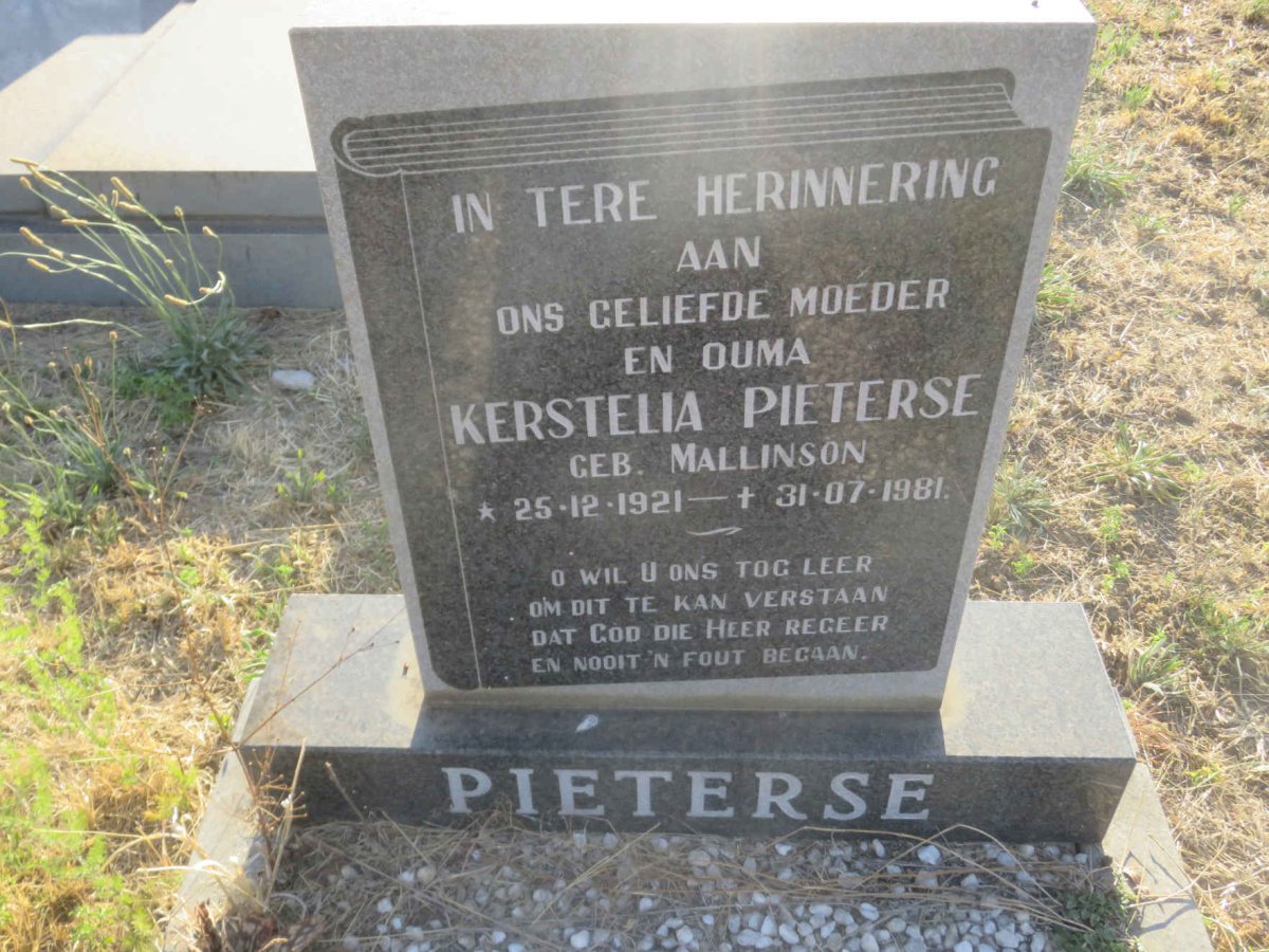 PIETERSE Kerstelia nee MALLINSON 1921-1981