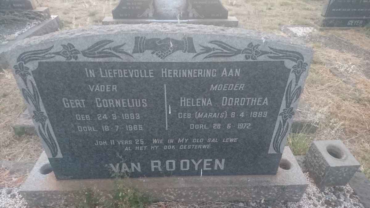 ROOYEN Gert Cornelius, van 1883-1965 &amp; Helena Dorothea MARAIS 1889-1972