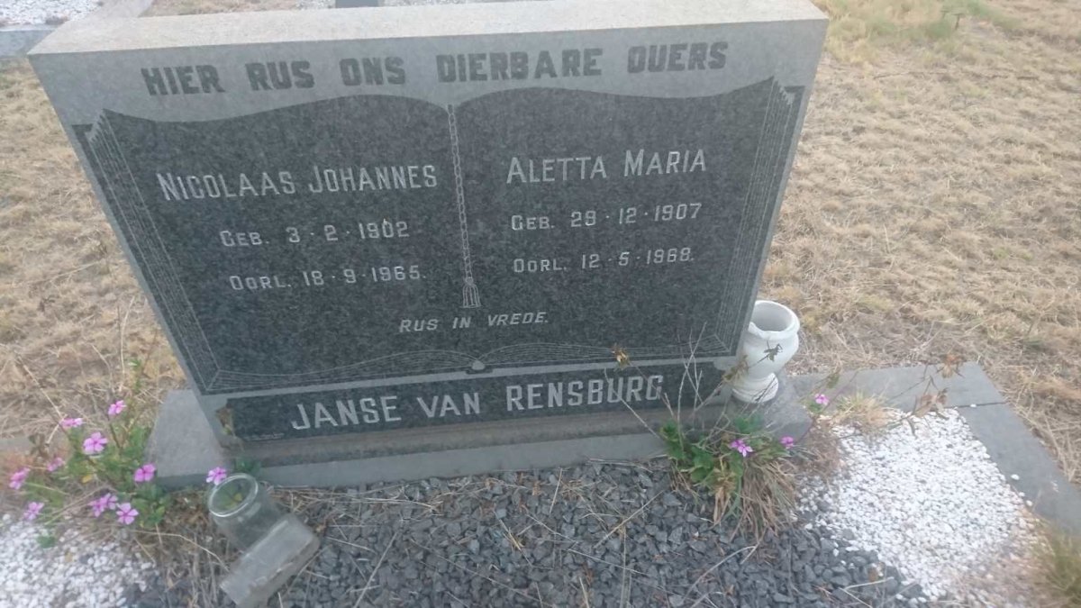 RENSBURG Nicolaas Johannes, Janse van 1902-1965 &amp; Aletta Maria 1907-1968