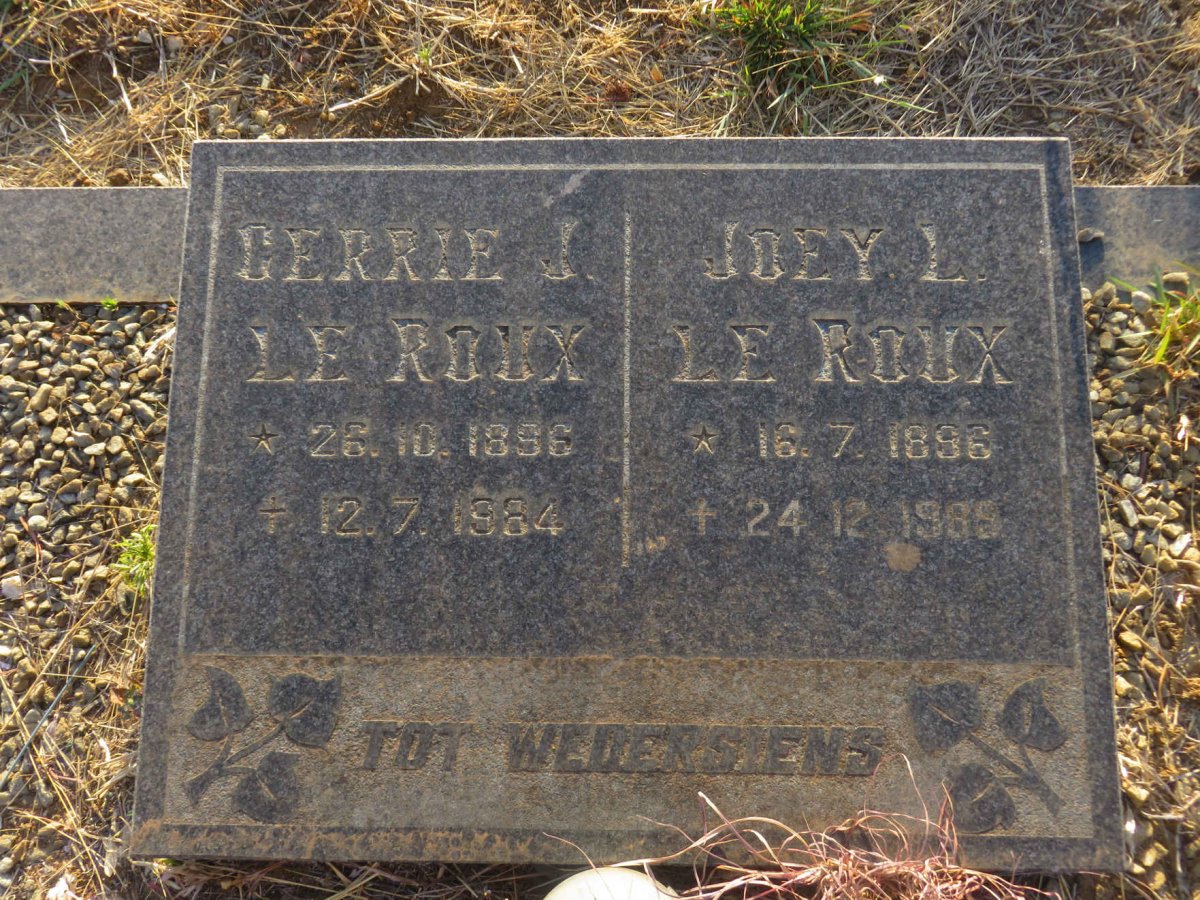 ROUX Gerrie J., le 1896-1984 &amp; Joey L. 1896-1989