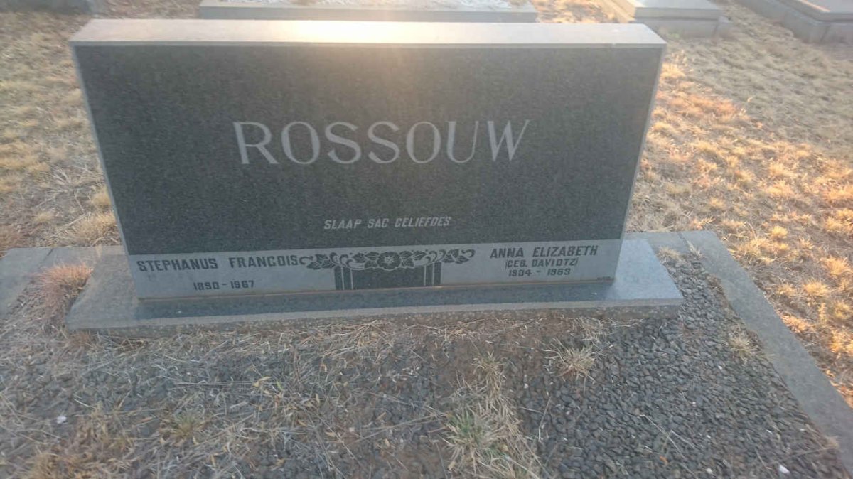 ROSSOUW Stephanus Francois 1890-1967 &amp; Anna Elizabeth DAVIDTZ 1904-1969