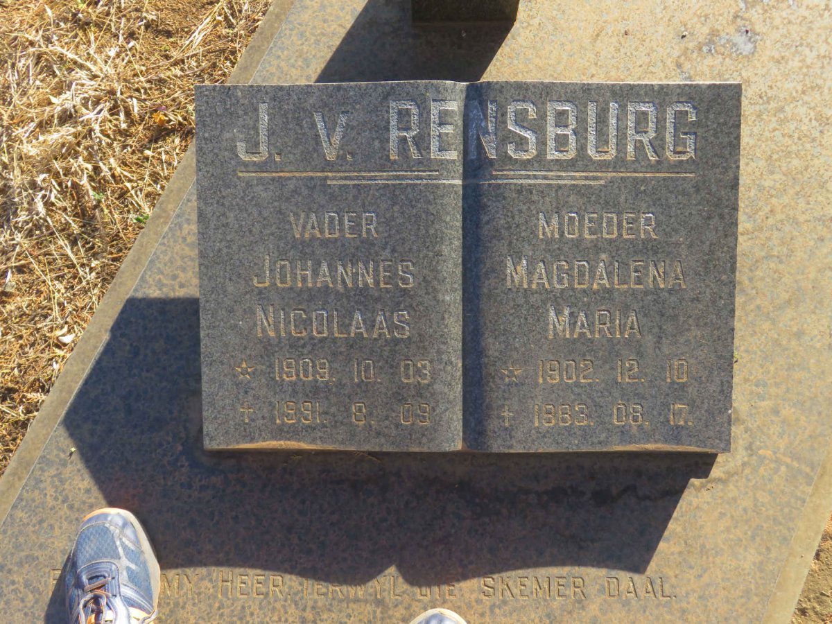 RENSBURG Johannes Nicolaas, J. v. 1909-1991 &amp; Magdalena Maria 1902-1983