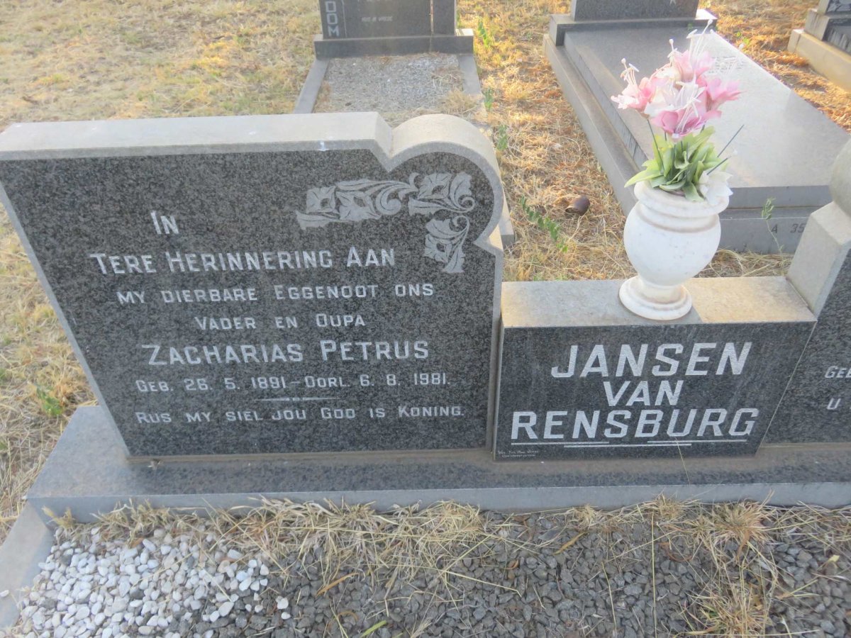RENSBURG Zacharias Petrus , Jansen van 1891-1981 &amp; Maria Johanna 1894-1990