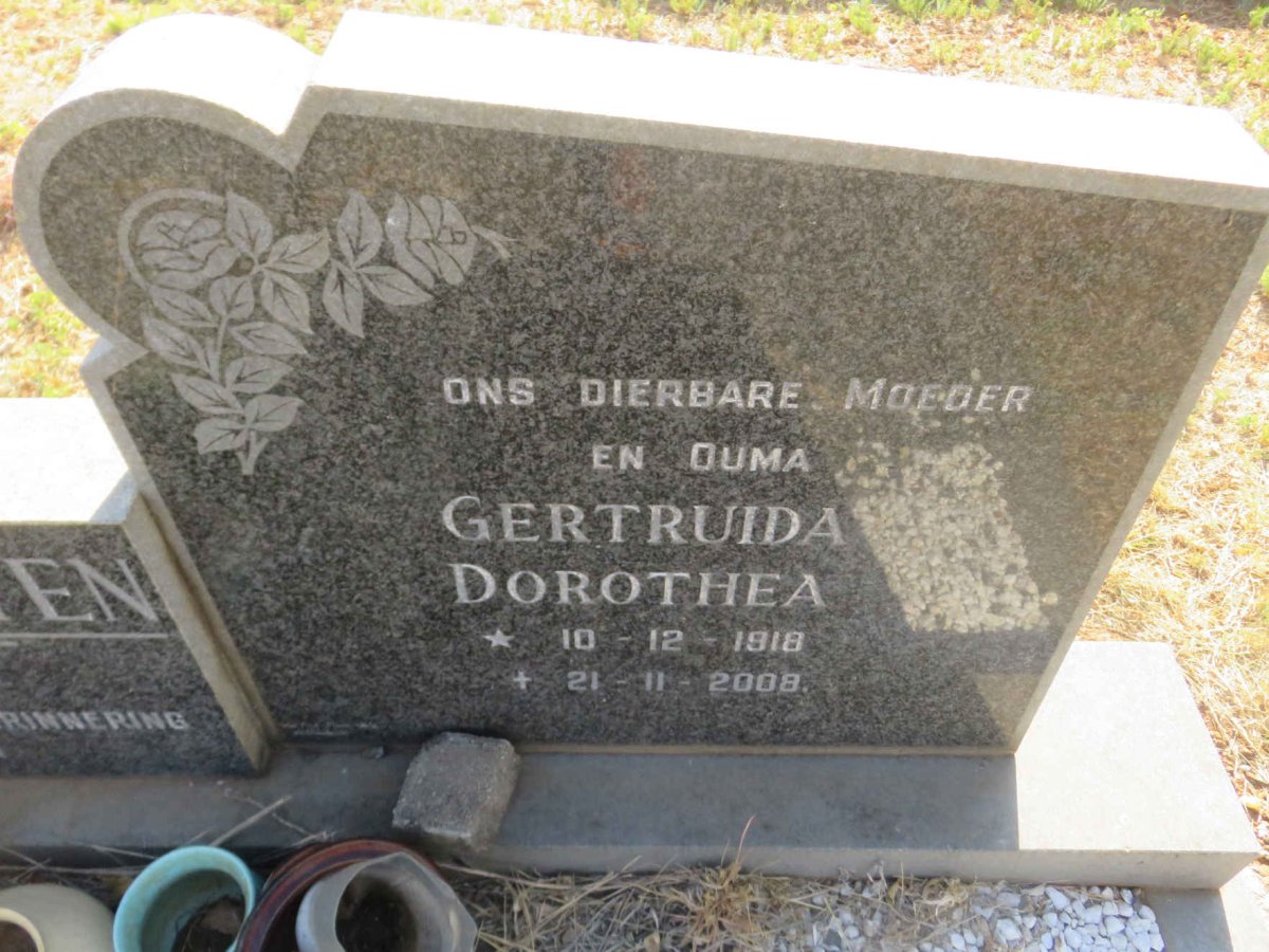 ROOYEN Dela Rey Fourie Paulus, van 1919-1978 &amp; Gertruida Dorothea 1918-2008