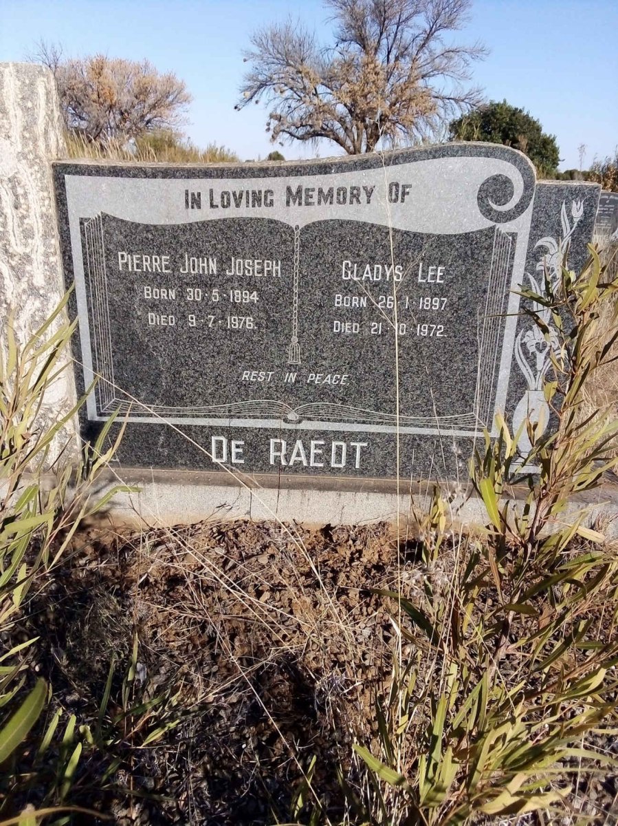RAEDT Pierre John Joseph, de 1894-1976 &amp; Gladys Lee 1897-1972