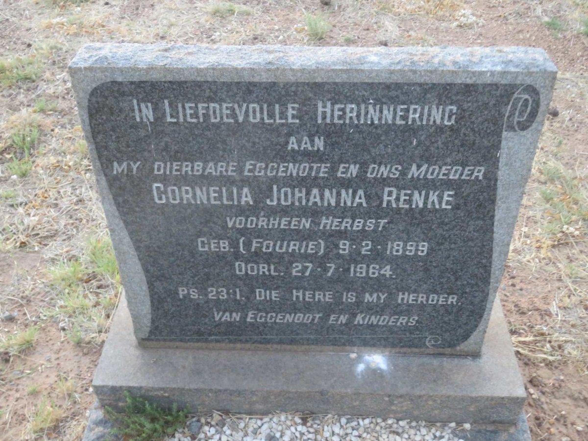RENKE Cornelia Johanna voorheen HERBST nee FOURIE 1899-1964