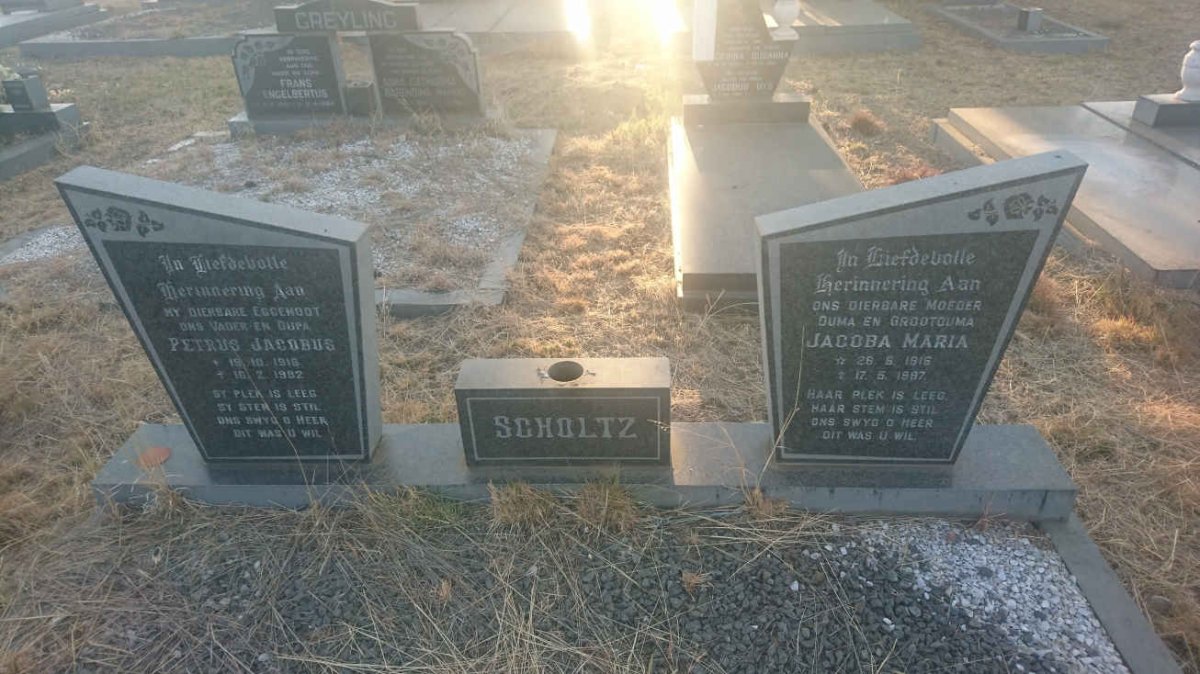 SCHOLTZ Petrus Jacobus 1918-1982 &amp; Jacoba Maria 1916-1997
