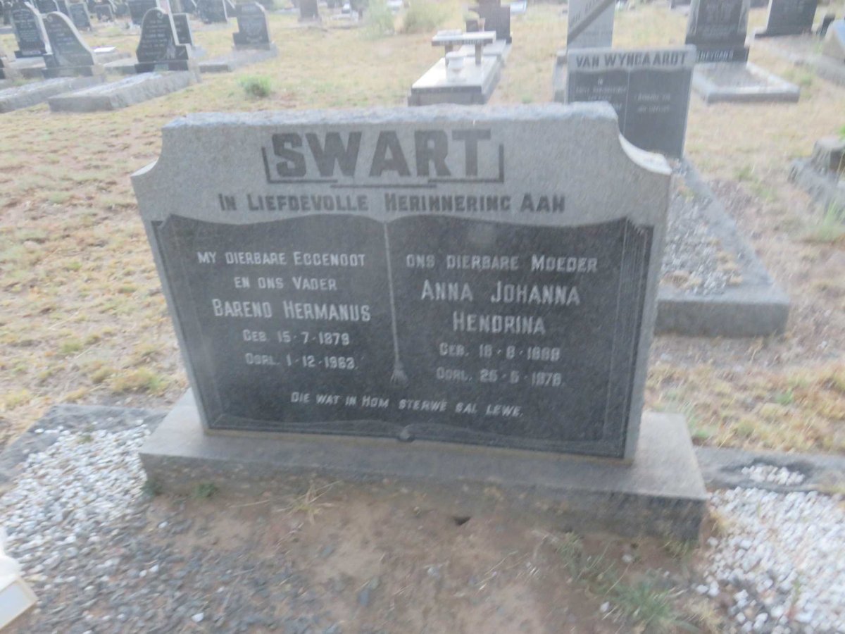 SWART Barend Hermanus 1879-1963 &amp; Anna Johanna Hendrina 1889-1978