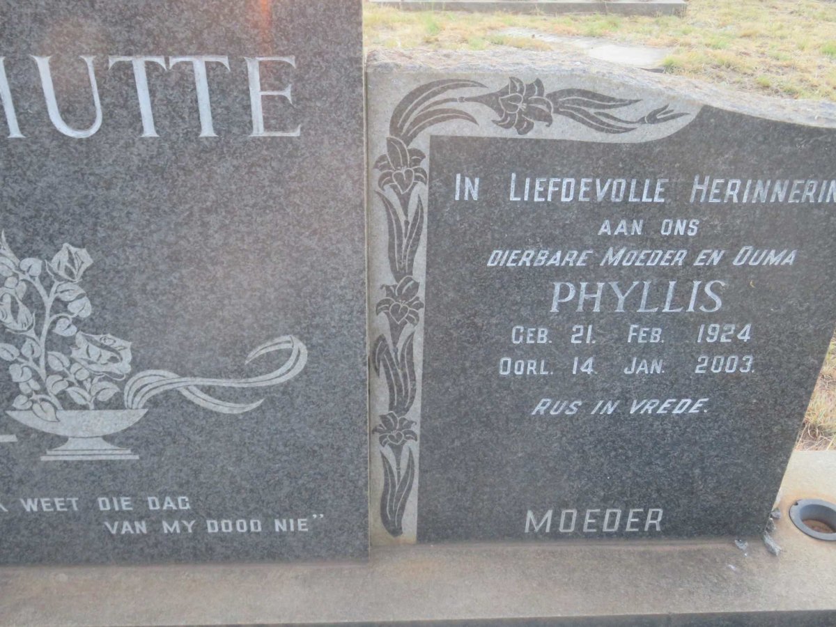 SCHUTTE John 1917-1965 &amp; Phyllis 1924-2003