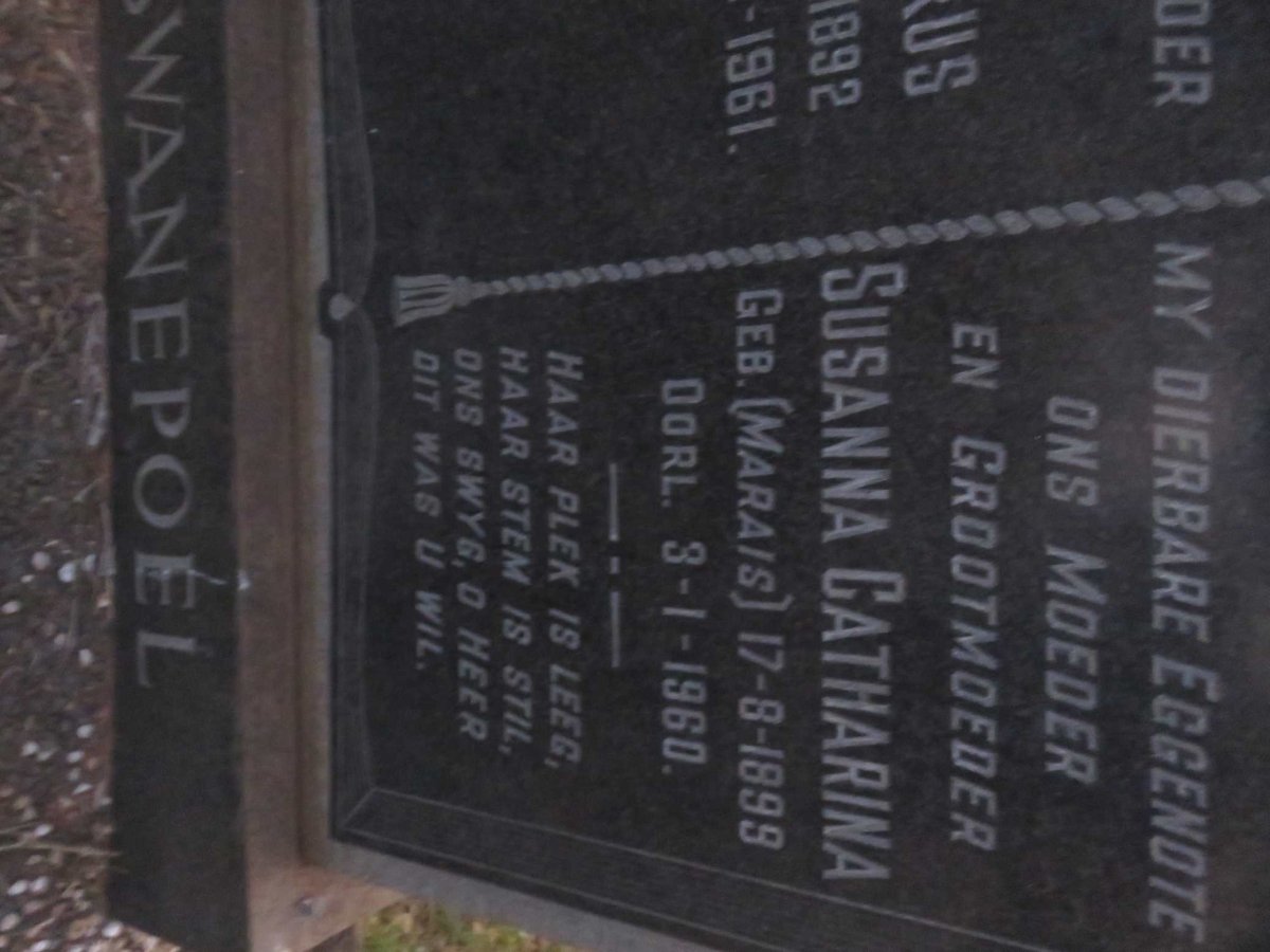 SWANEPOEL Gert Petrus 1892-1961 &amp; Susanna Catharina MARAIS 1899-1960
