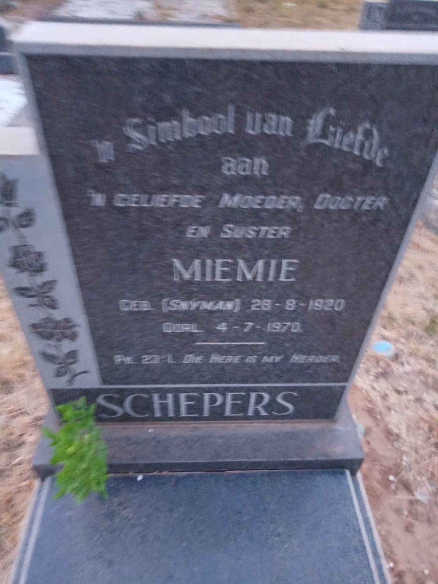 SCHEPERS Miemie nee SNYMAN 1920-1970