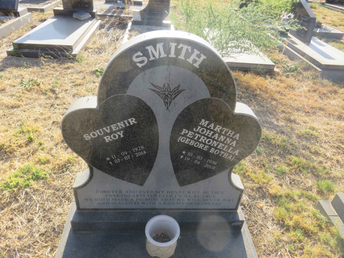 SMITH Souvenir Roy 1928-2014 &amp; Martha Johanna Petronella BOTHA 1939-2008