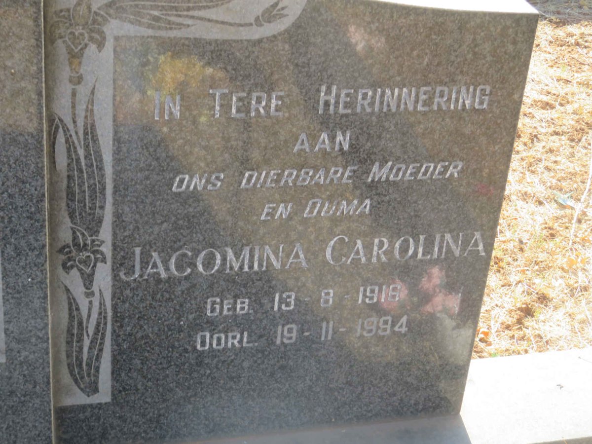 TOIT Pieter Gabriel, du 1897-1976 &amp; Jacomina Carolina 1916-1994