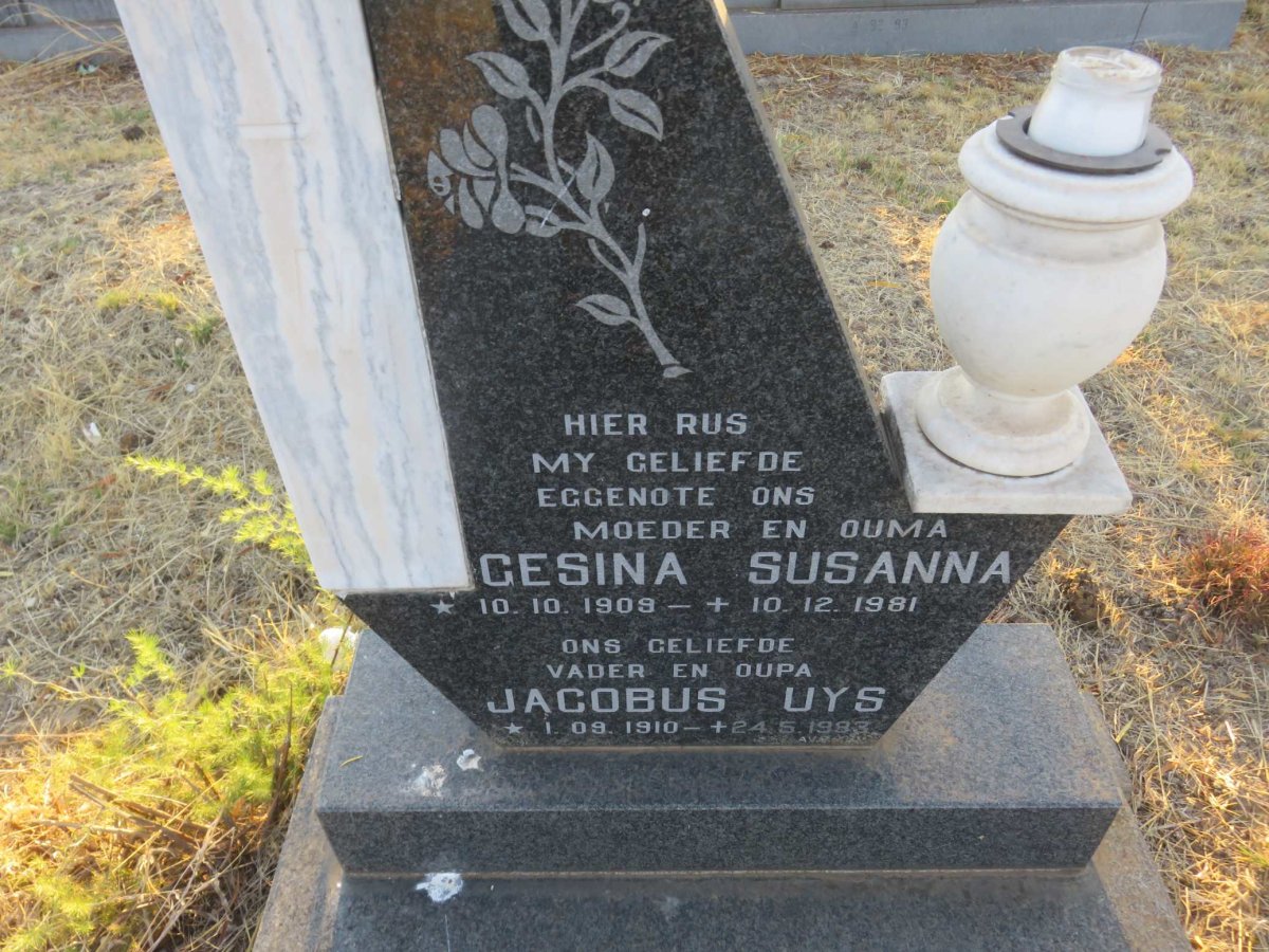 UYS Jacobus 1910-1983 &amp; Gesina Susanna 1909-1981