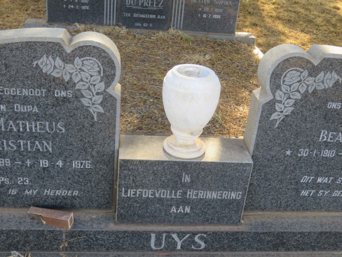 UYS Jan Matheus Christian 1899-1976 &amp; Beatrix 1910-1988