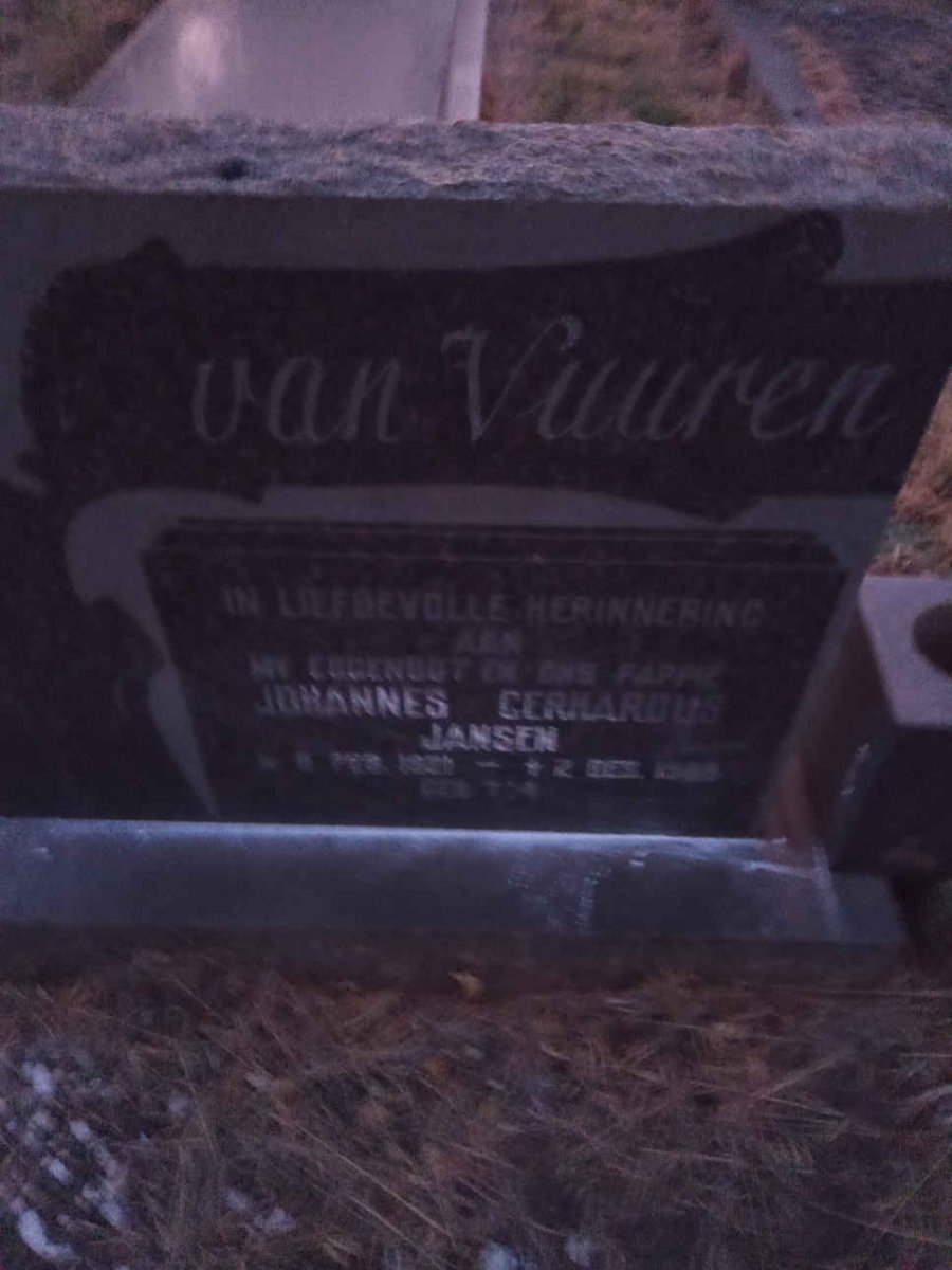 VUUREN Johannes Gerhardus, Jansen van 19??-19??
