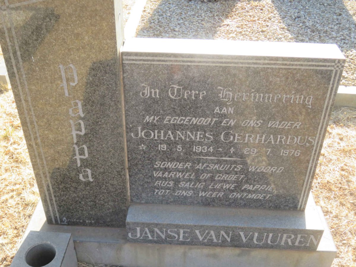 VUUREN Johannes Gerhardus, Janse van 1934-1976