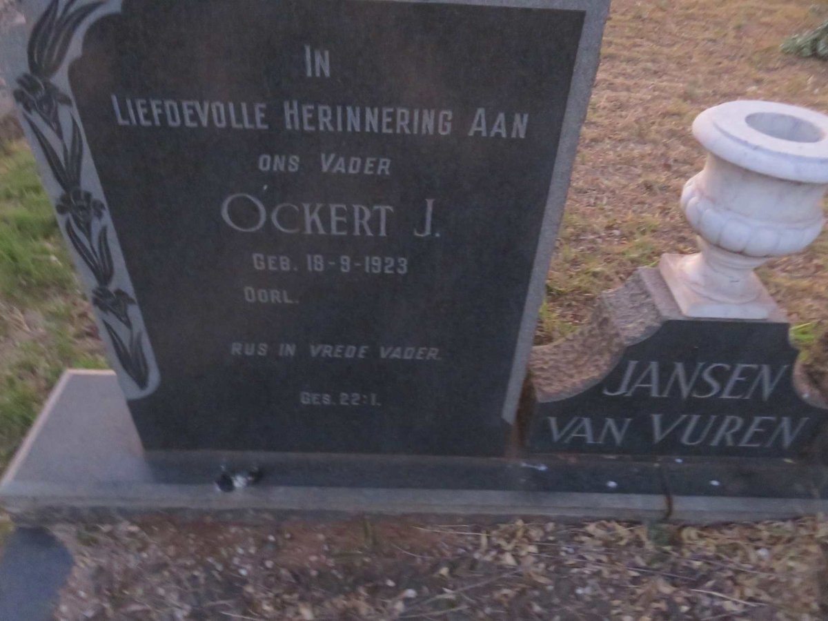 VUREN Ockert J., Jansen van 1923- &amp; Magdalena J.S. JACOBS 1927-1959