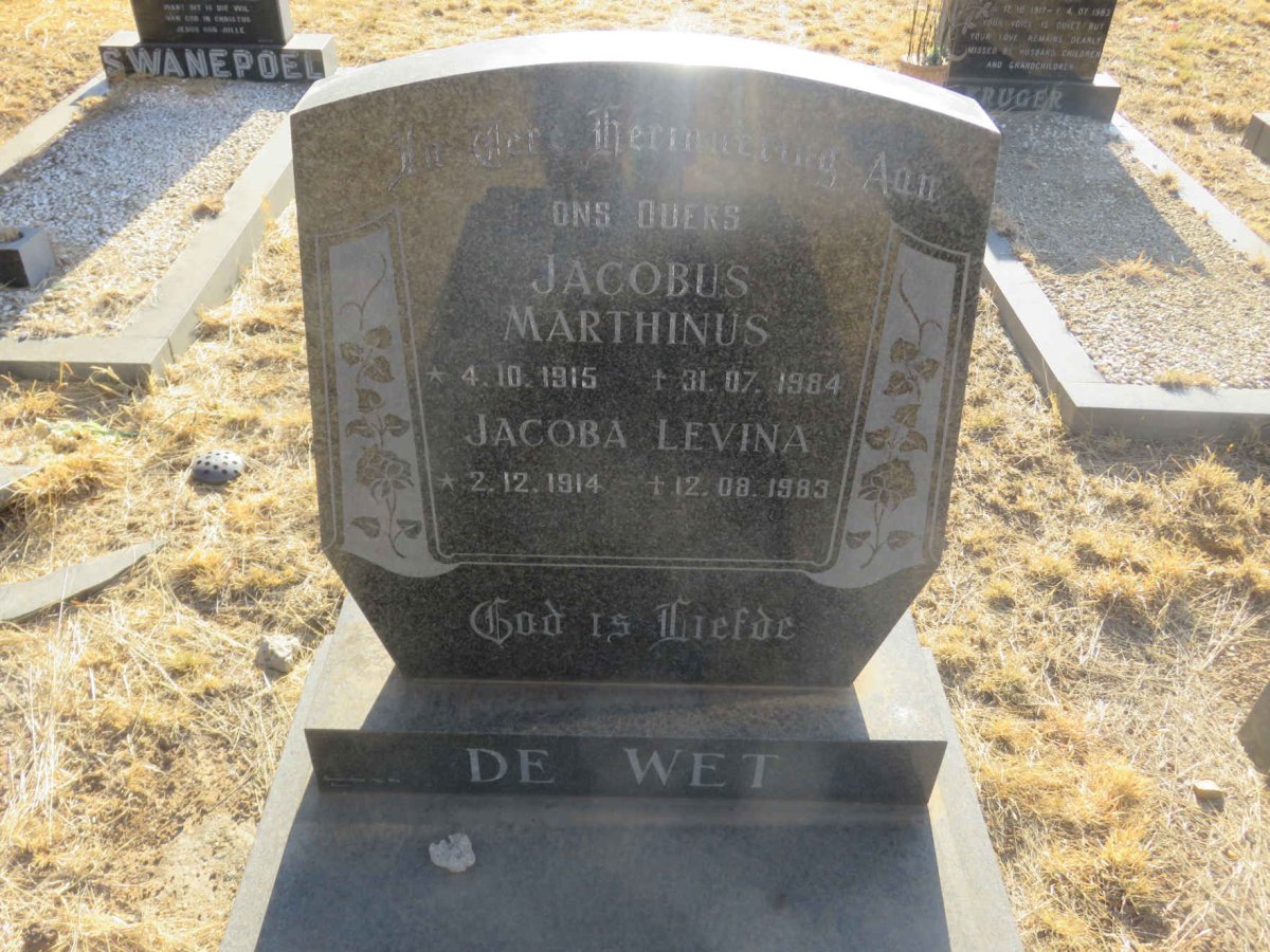 WET Jacobus Marthinus, de 1915-1984 &amp; Jacoba Levina 1914-1983