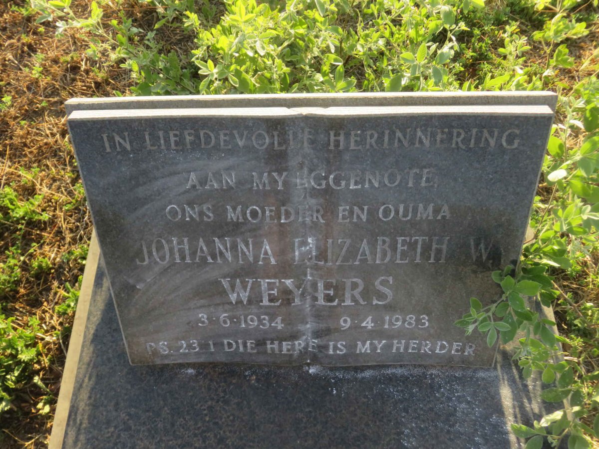 WEYERS Johanna Elizabeth W. 1934-1983
