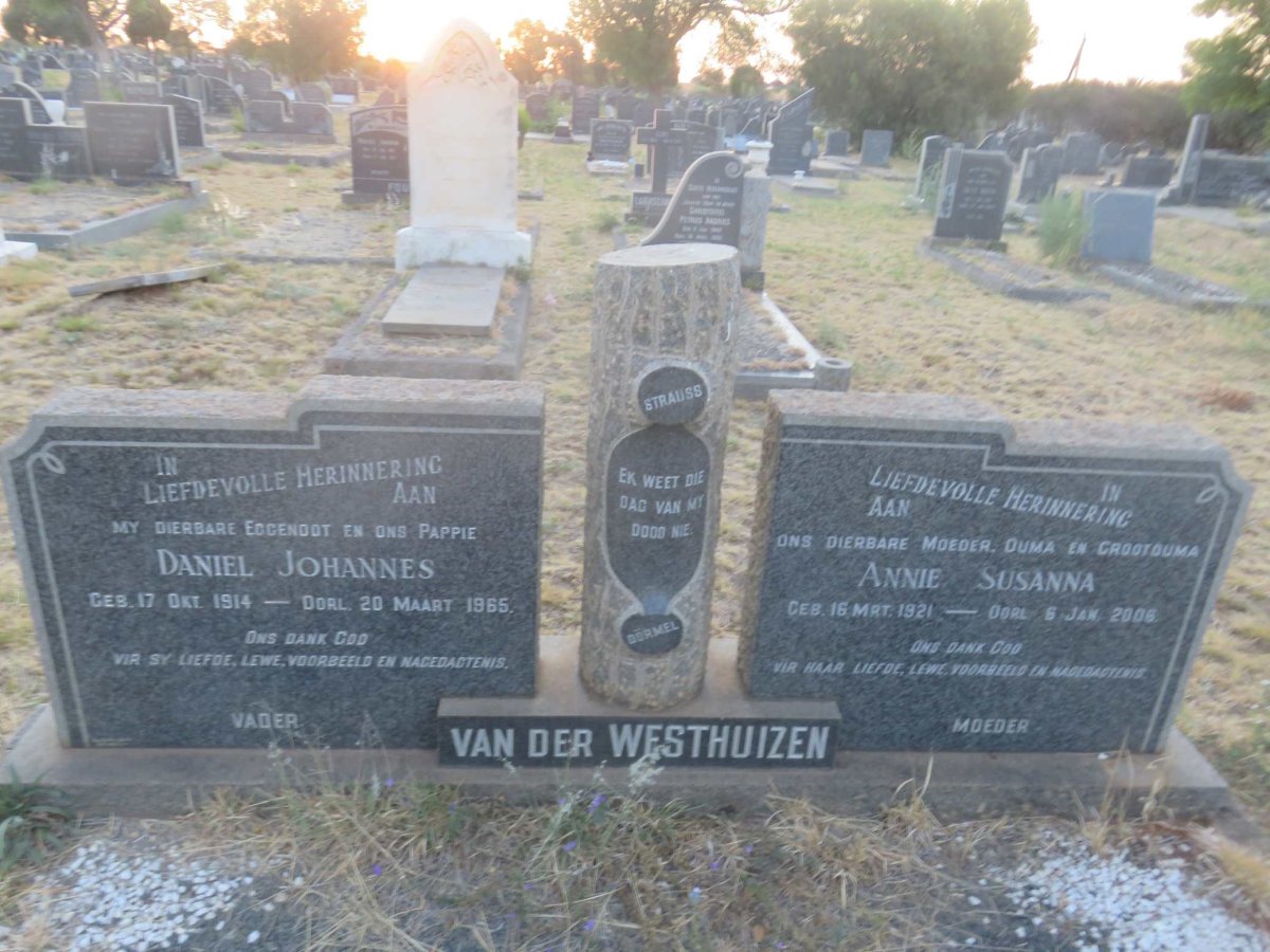 WESTHUIZEN Daniel Johannes, van der 1914-1965 &amp; Annie Susanna 1921-2008