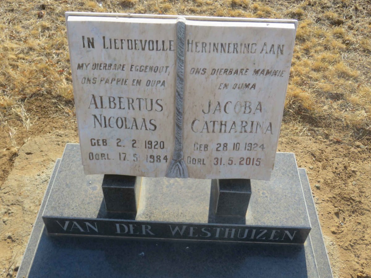 WESTHUIZEN Albertus Nicolaas, van der 1920-1984 &amp; Jacoba Catharina 1924-2015