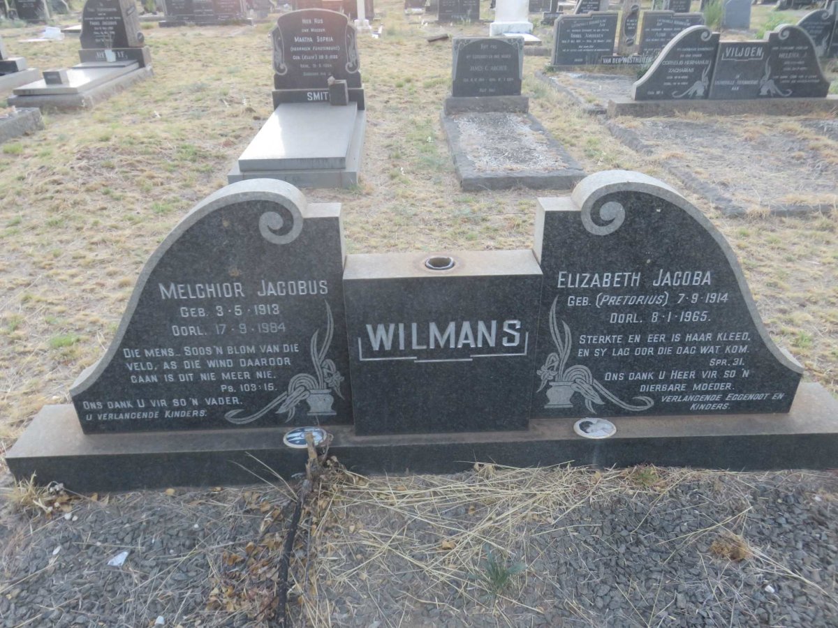 WILMANS Melchior Jacobus 1913-1984 &amp; Elizabeth Jacoba PRETORIUS 1914-1965