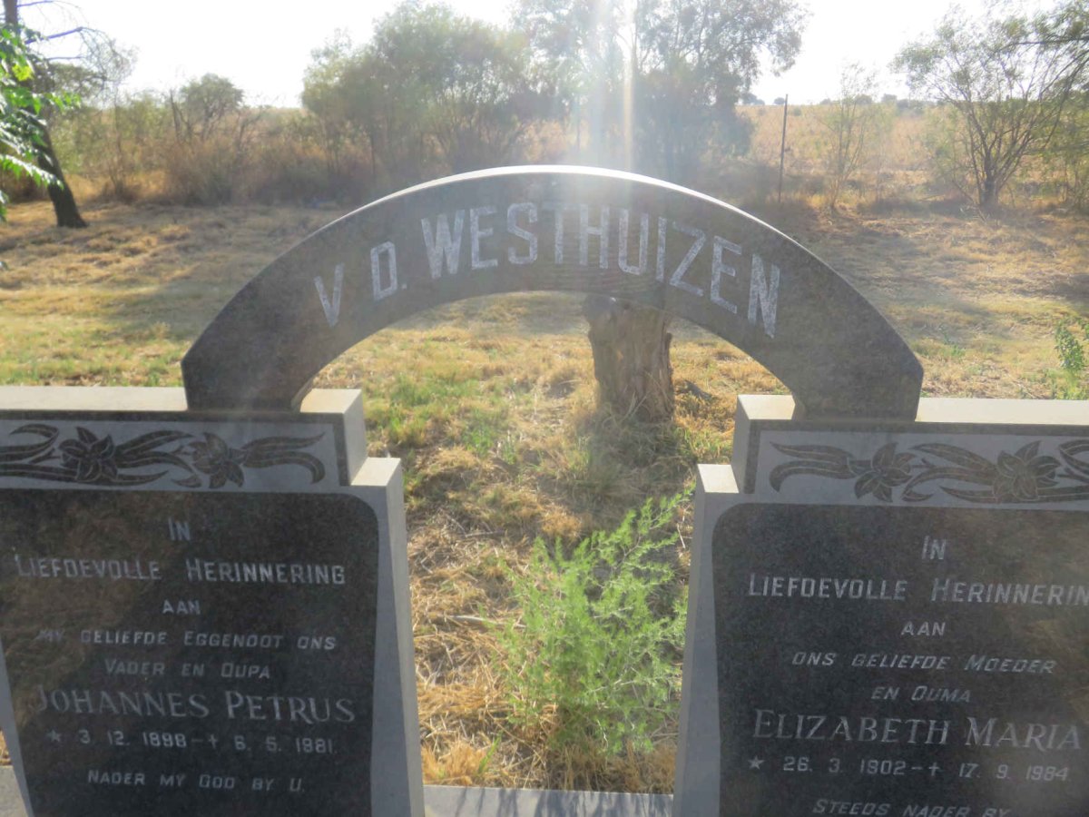 WESTHUIZEN Johannes Petrus, v.d. 1898-1981 &amp; Elizabeth Maria 1902-1984