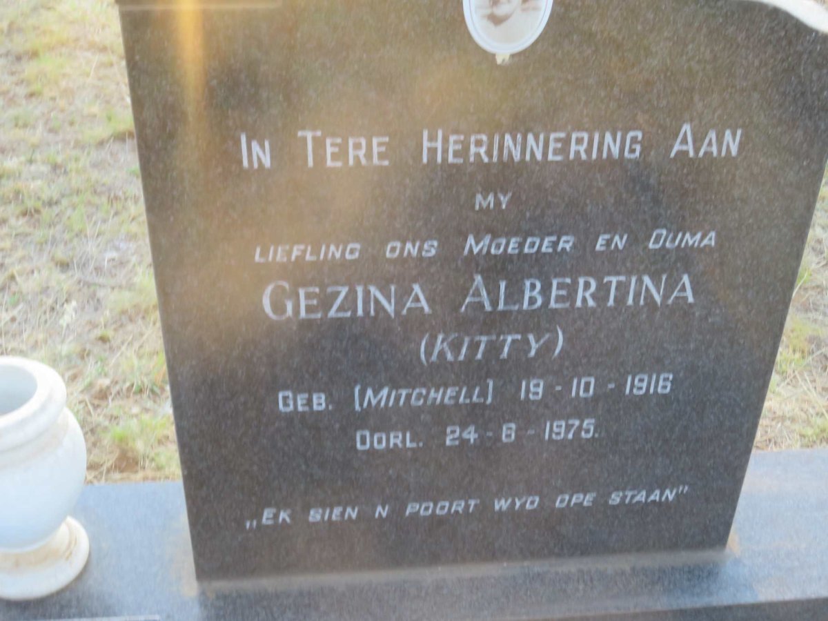 WENTZEL Gerrit Hendrik 1910-1978 &amp; Gezina Albertina MITCHELL 1916-1975