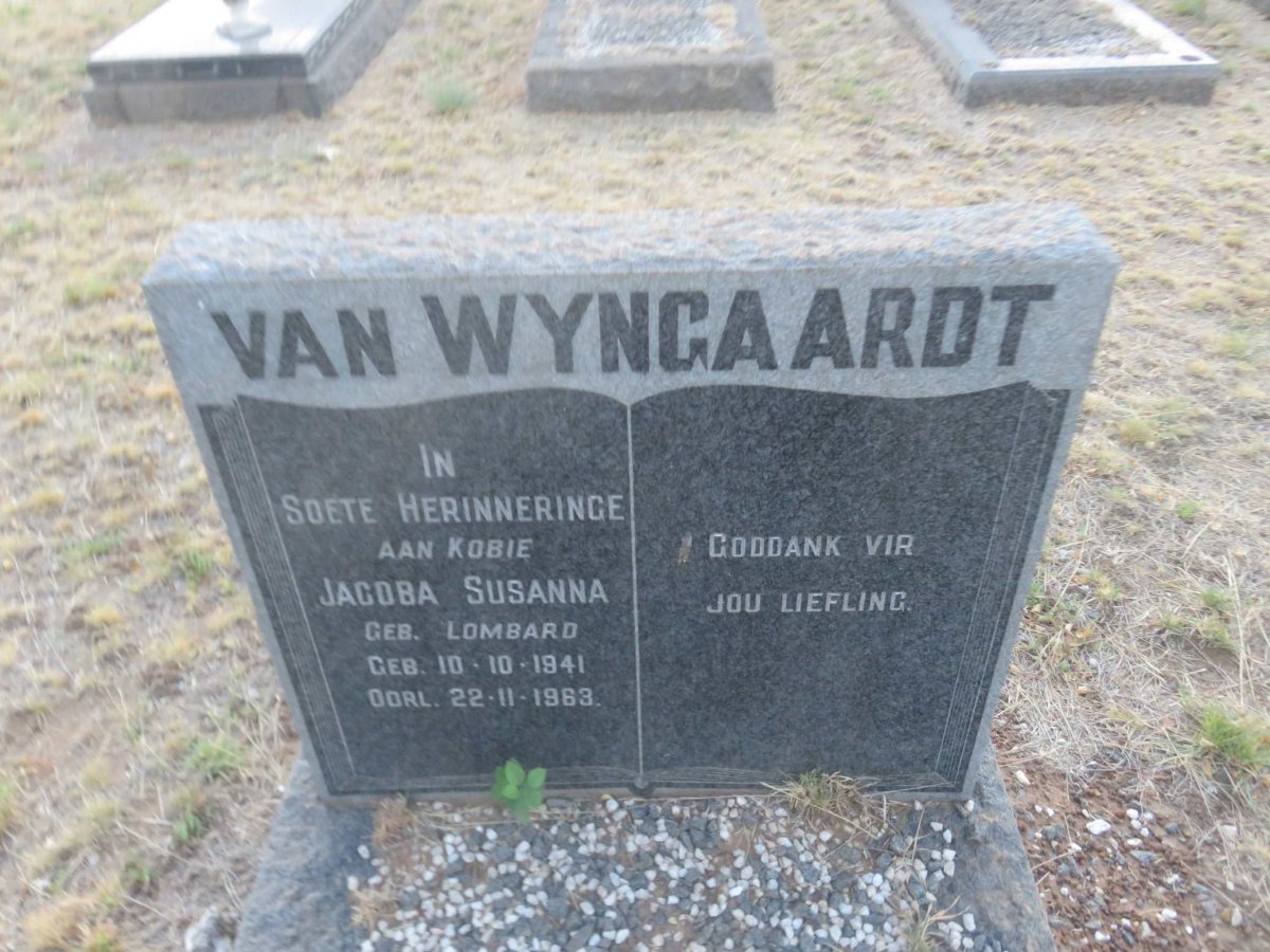 WYNGAARDT Jacoba Susanna, van nee LOMBARD 1941-1963