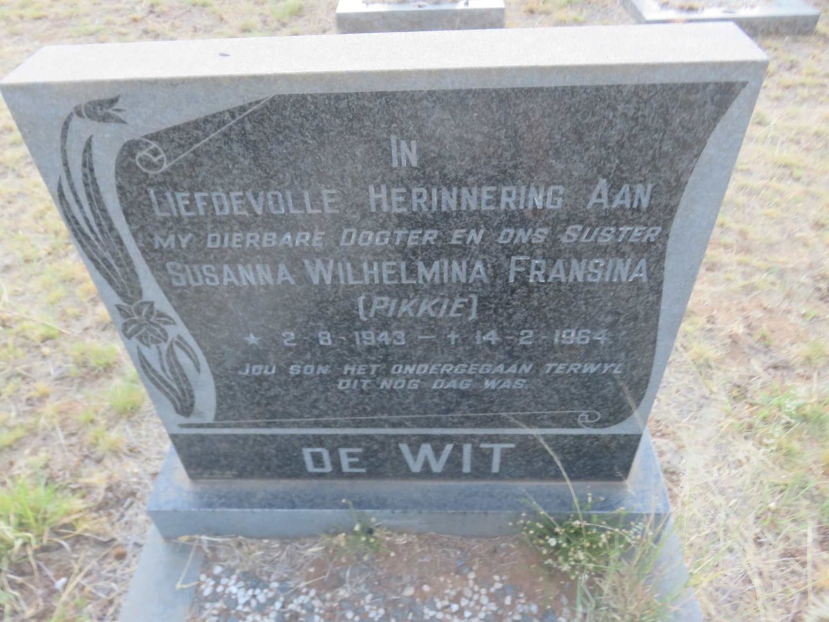 WIT Susanna Wilhelmina Fransina, de 1943-1964