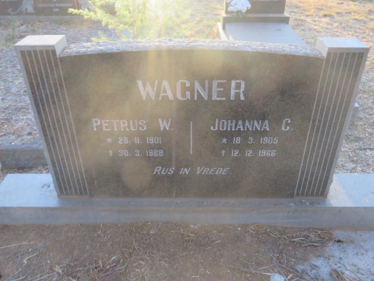 WAGNER Petrus W. 1901-1968 &amp; Johanna C. 1905-1966