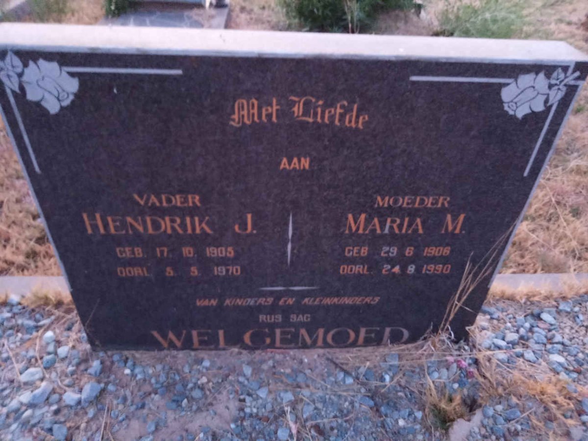 WELGEMOED Hendrik J. 1905-1970 &amp; Maria M. 1906-1990